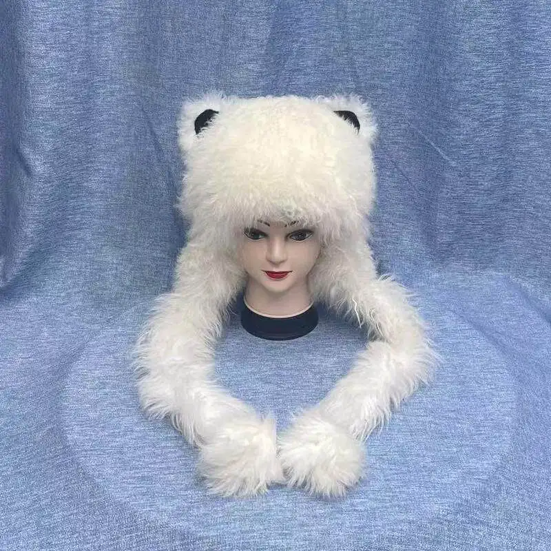 Fashionable Winter Warm Real Fur Wool Ear-Protecting Hat Scarf Hat New Arrival Stylish Accessory for Cold Weather