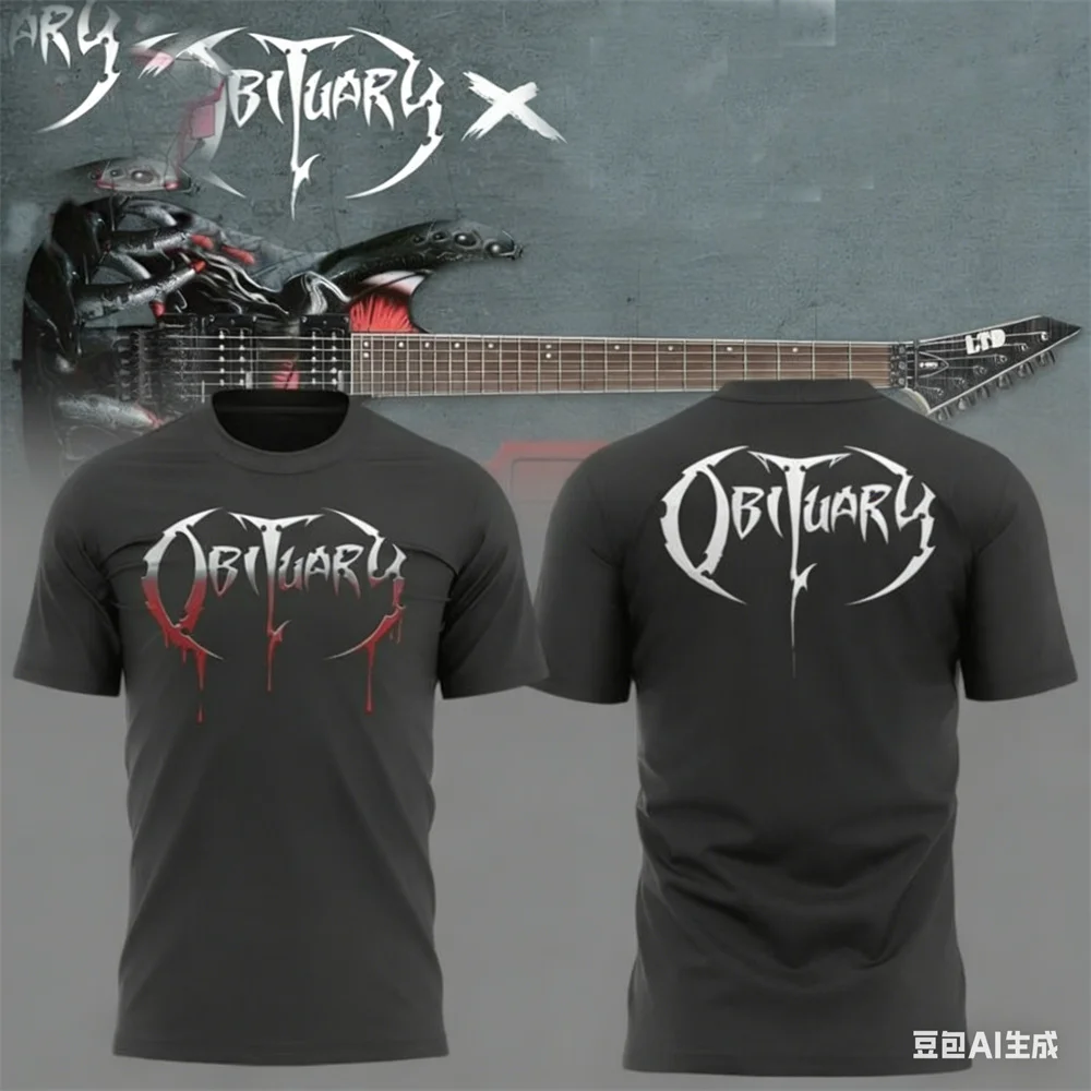 Summer men's T-shirt New Rock Obituary Band skulls Print T-shirt Men Women Fashion Oversized Short Sleeve Tshirt Graphic T-shirt view 2