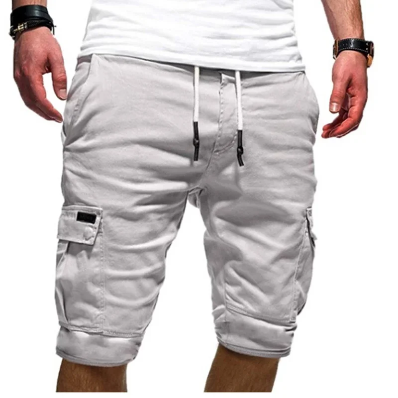 Y2K Harajuku All Match Trousers Solid Color Streetwear Elegant Fashion Half Pants Multi Pocket Shorts Men's Clothing XT983
