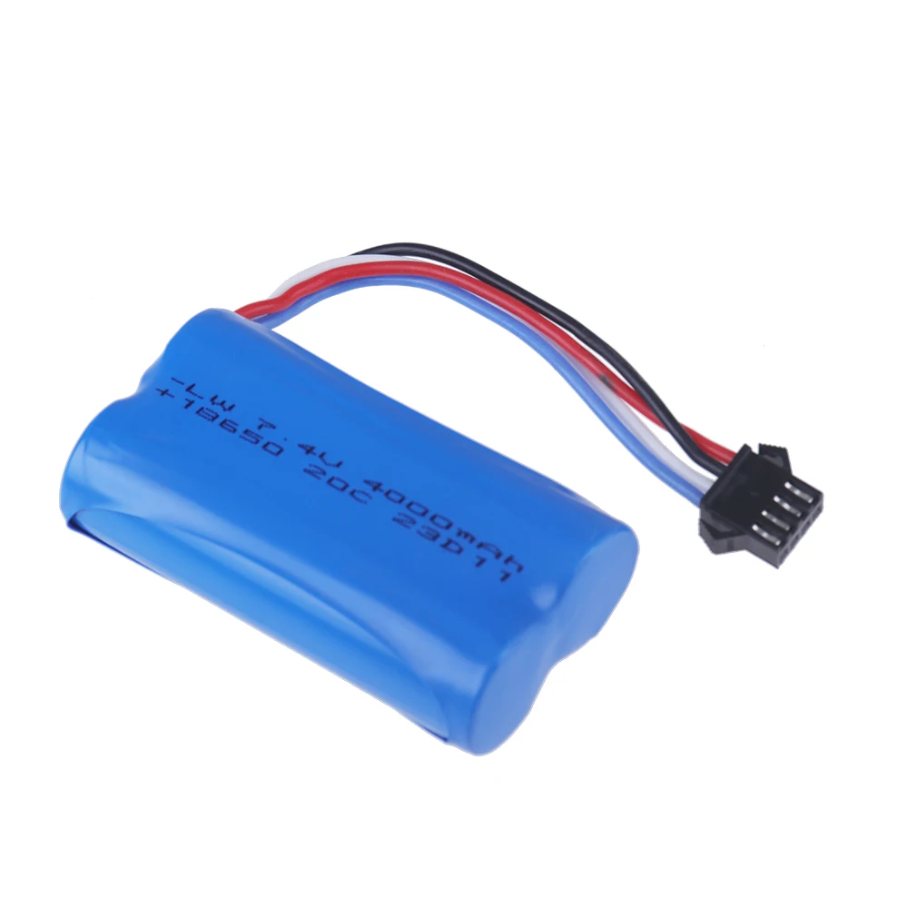 Ulepszony akumulator litowo-jonowy 4000 mAh 7,4 V 18650 z wtyczką SM-4P do Udi007 Udi001 UDI002 UDI902 HJ806 960 961 962 RC Racing Car Boats