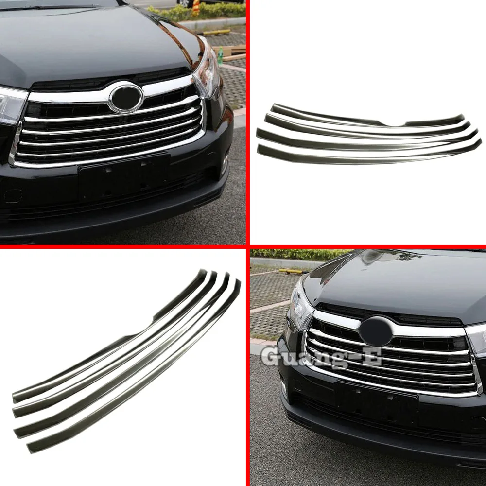

Car Sticker Styling Cover Protection Detector ABS Trim Front Grid Grill Grille Racing 4pcs For Toyota Highlander 2015 2016-2020