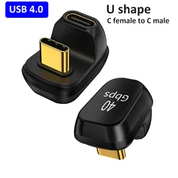 USB4.0 40Gbps Adapter USB C Male To Female 180° 100W Fast Charging Data Sync Converter 8K@60Hz for Laptop Tablet Phone