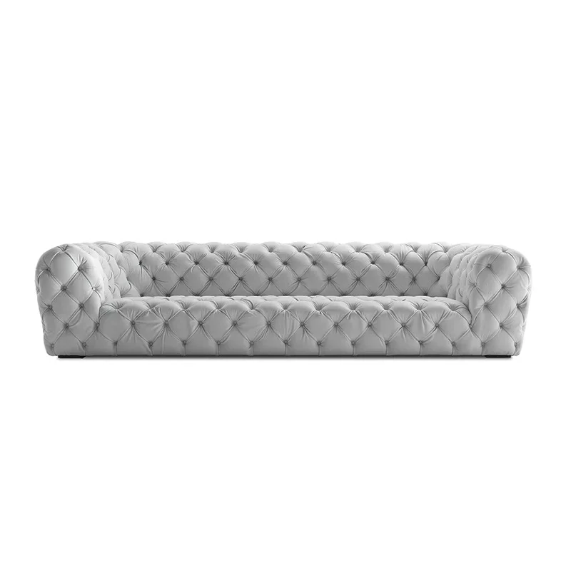 

Italian light luxury high-end postmodern pull buckle imported matte cowhide sofa
