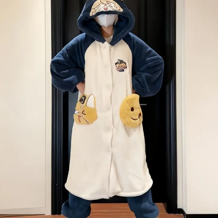 الهوية الخامس المحقق من الحرائق فلوريان العلامة التجارية أنيمي تأثيري منامة الشتاء ليلة رداء السراويل مقنعين ملابس منزلية دعوى طالب المشجعين هدية #2