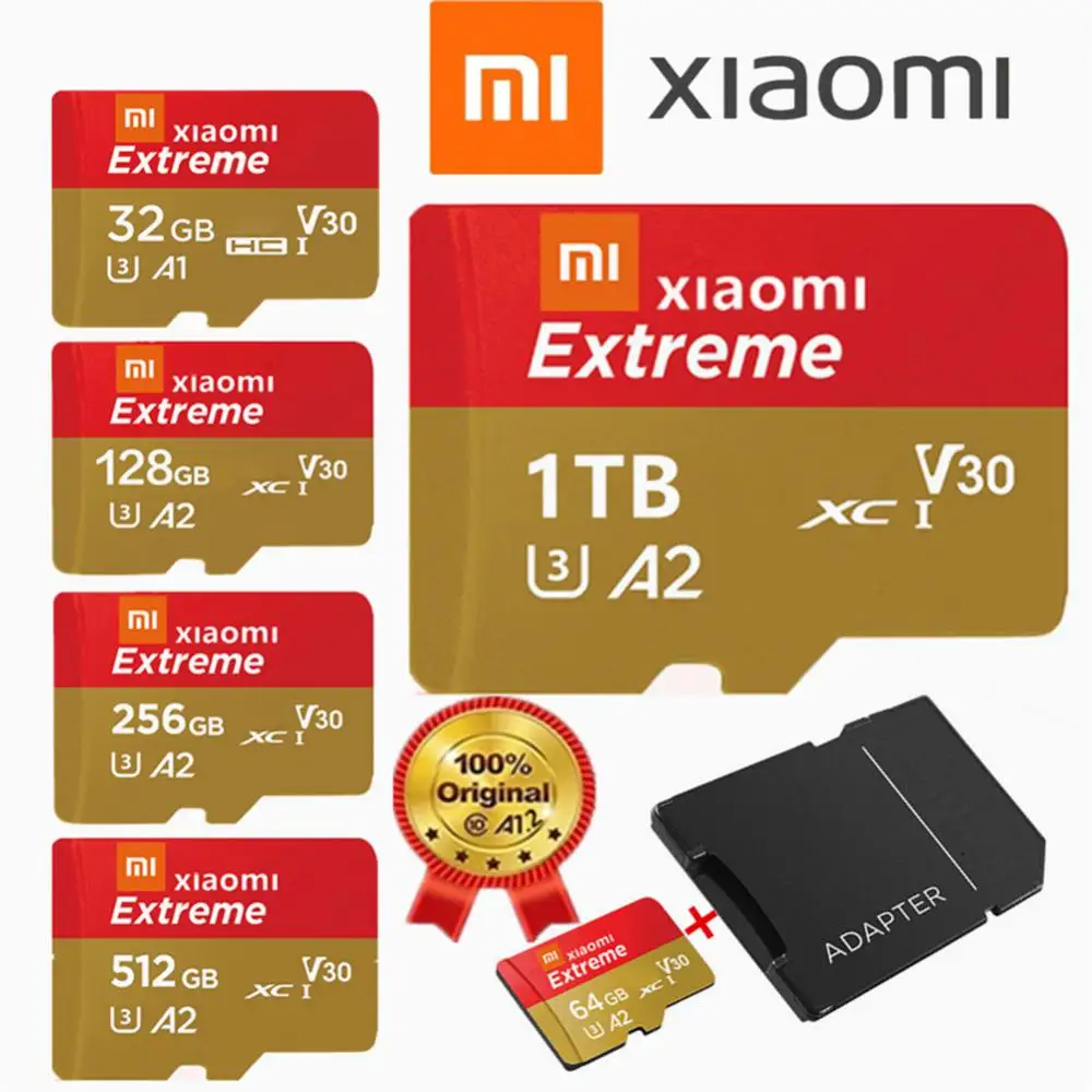 XIAOMI-Micro carte mémoire haute vitesse pour téléphone et appareil photo, carte SD TF 2 To, A2 V30, 1 To, 128 Go, 512 Go, 256 Go, 100 Mo/s