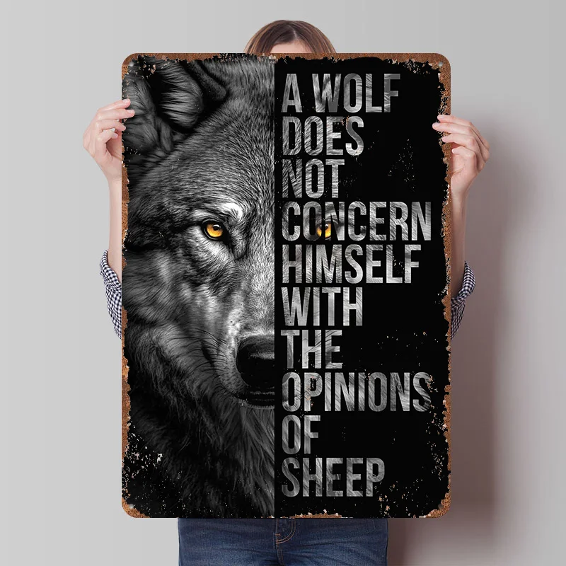 Wolf-Tiermotivations-Poster, personalisierte Wandkunst, Retro-Vintage-Metallschilder für Heim- und Gaming-Dekoration, Zimmer und Haus