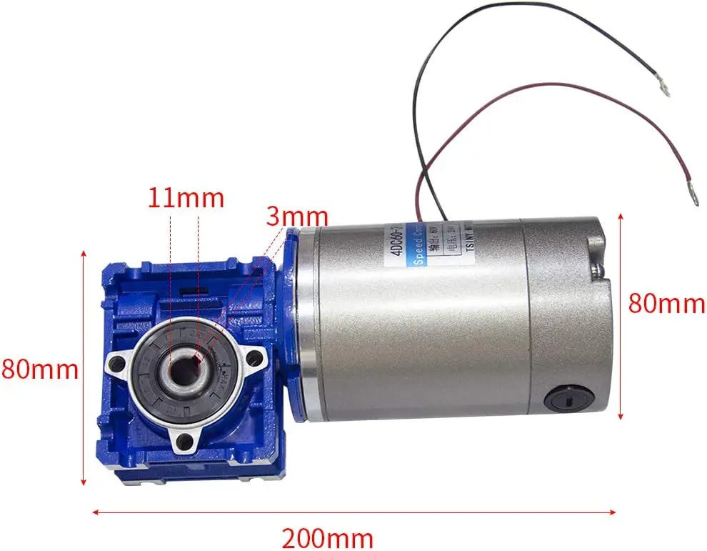 Bemonoc High Torque DC Motor 12V 30RPM Power 60W Turbine Worm Gear Reduce with Gearbox Speed Reducer Ratio 60/1