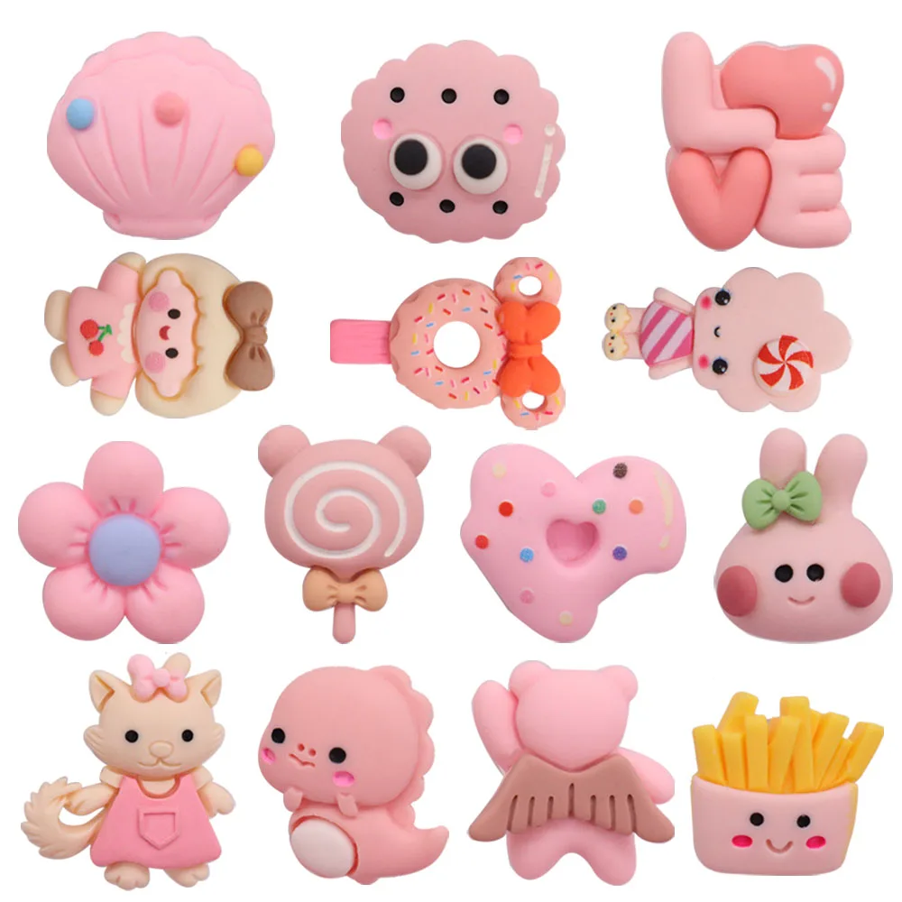 1pcs Resin Shoe Charms Fit Wristbands Shells Cookies Love Girls Doughnuts Flowers Rabbits Hole Shoes Ornaments Decorations