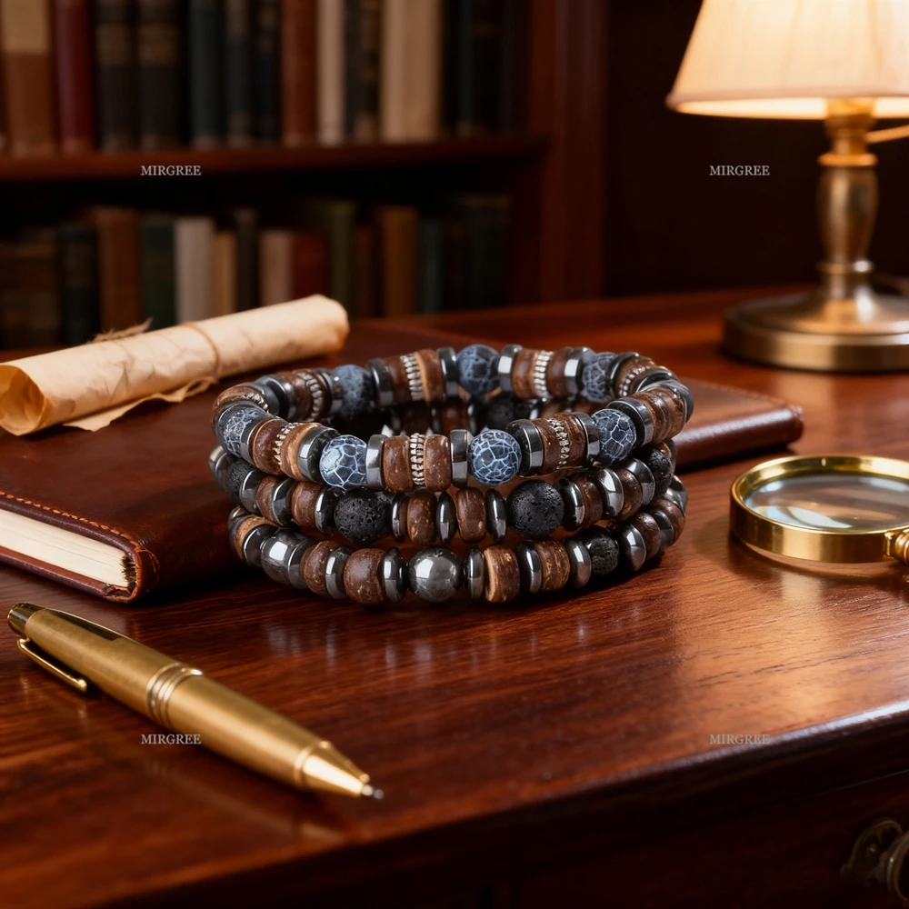 3pcs Handmade Multi Stone Bead Bracelet, An Excellent Choice for Bohemian Dressing and Spiritual Cultivation