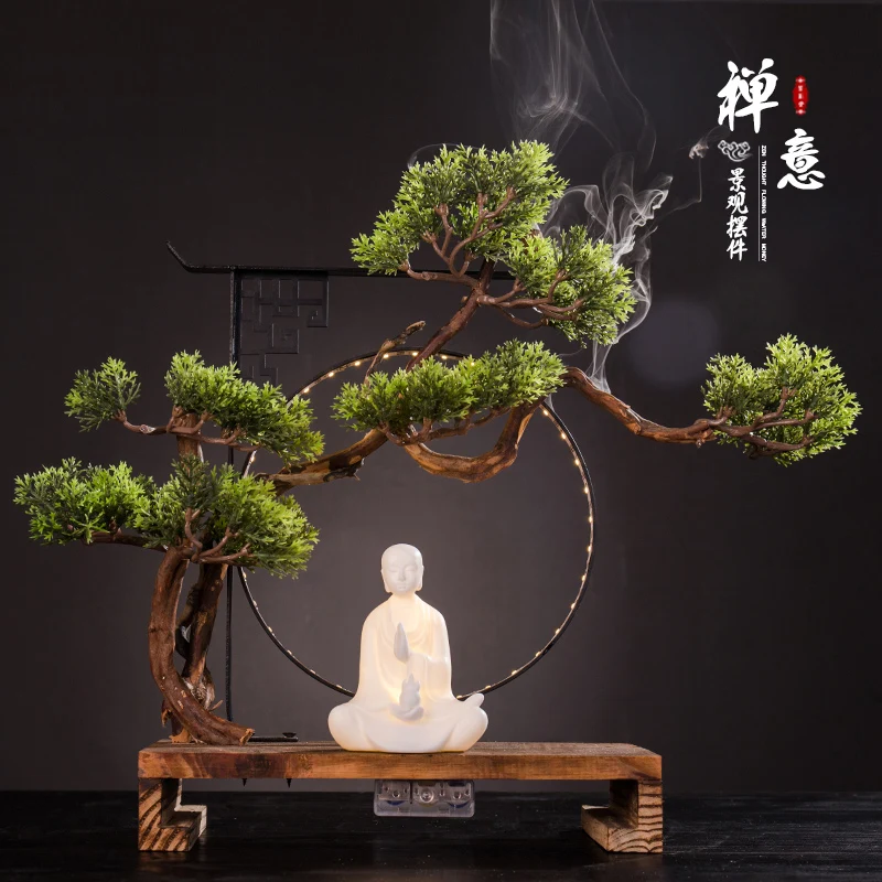 

Zen ornaments Backflow incense burner Guanyin Rulai living room office ceramics lucky entrance soft decoration handicrafts decor