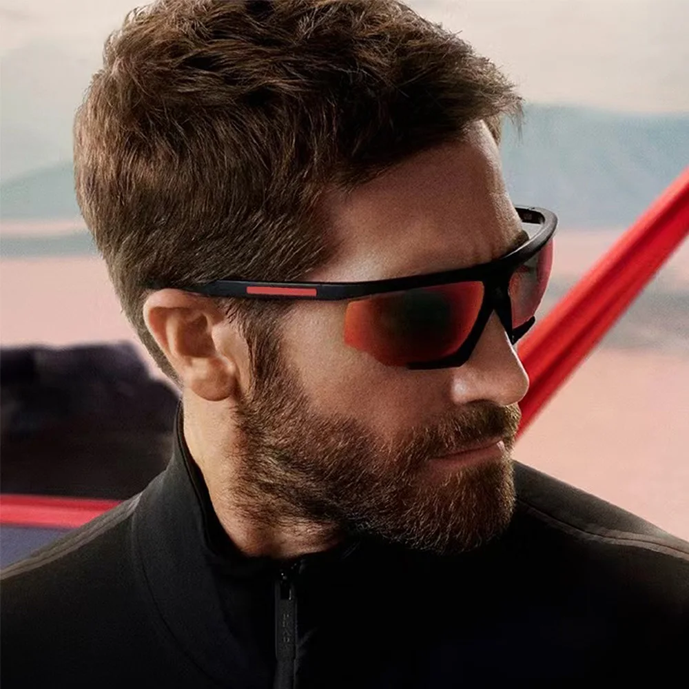 

Outdoor Sport Design Goggle Style Sunglasses For Men Ski Race Color Coated lenses Acetate with Frosted Decoration Frame
