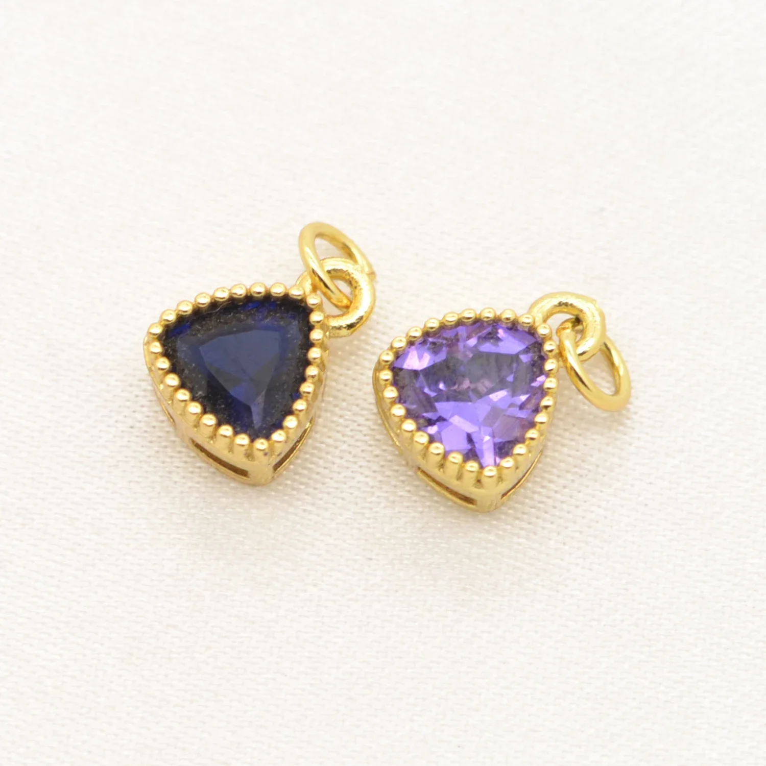 20 Pcs Triangular Color Zircon Pendant for Handmade Diy Jewelry Accessories Bracelet Necklace Earring Material Gold Rim Charm