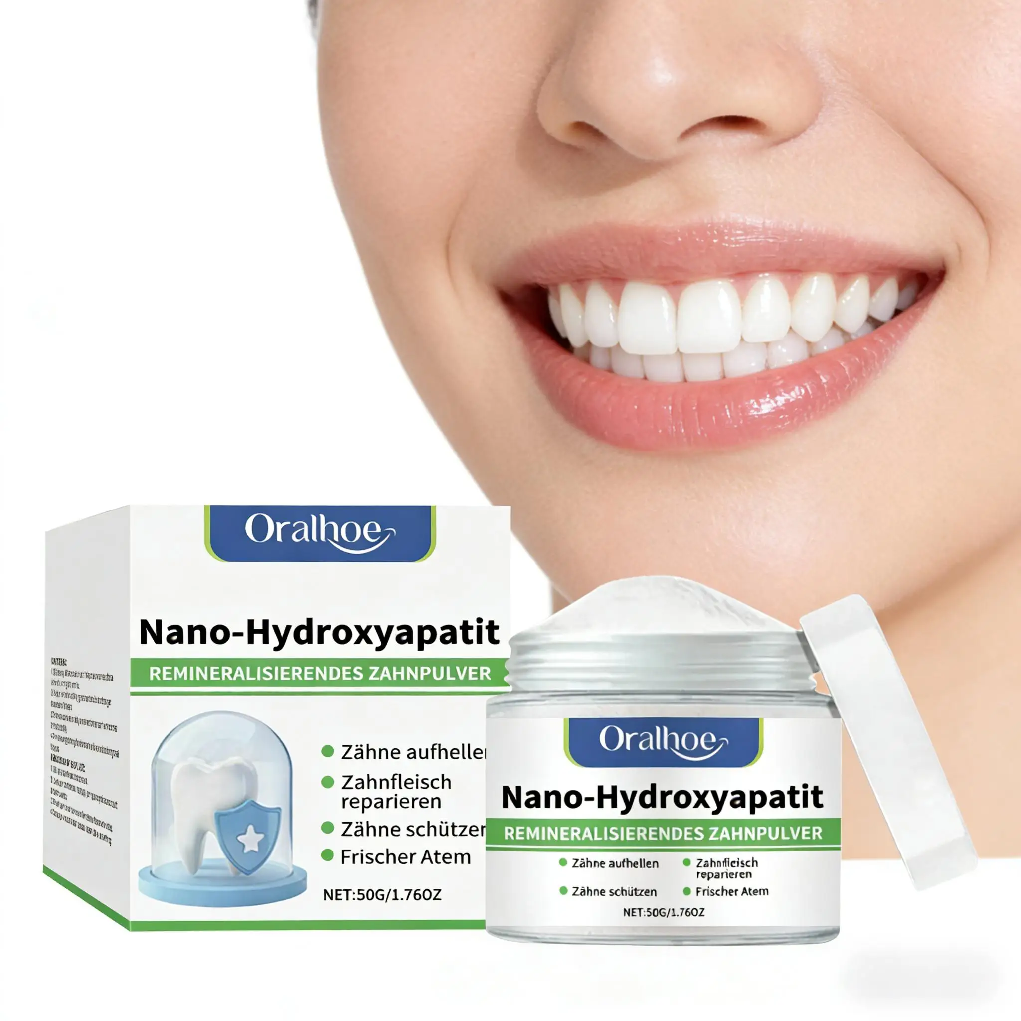 Oralhoe Whitening Tooth Powder Deep Cleaning Tooth Plaque Yellow Stains Removal Brighten Teeth Freshness Breath Oral Dental Care