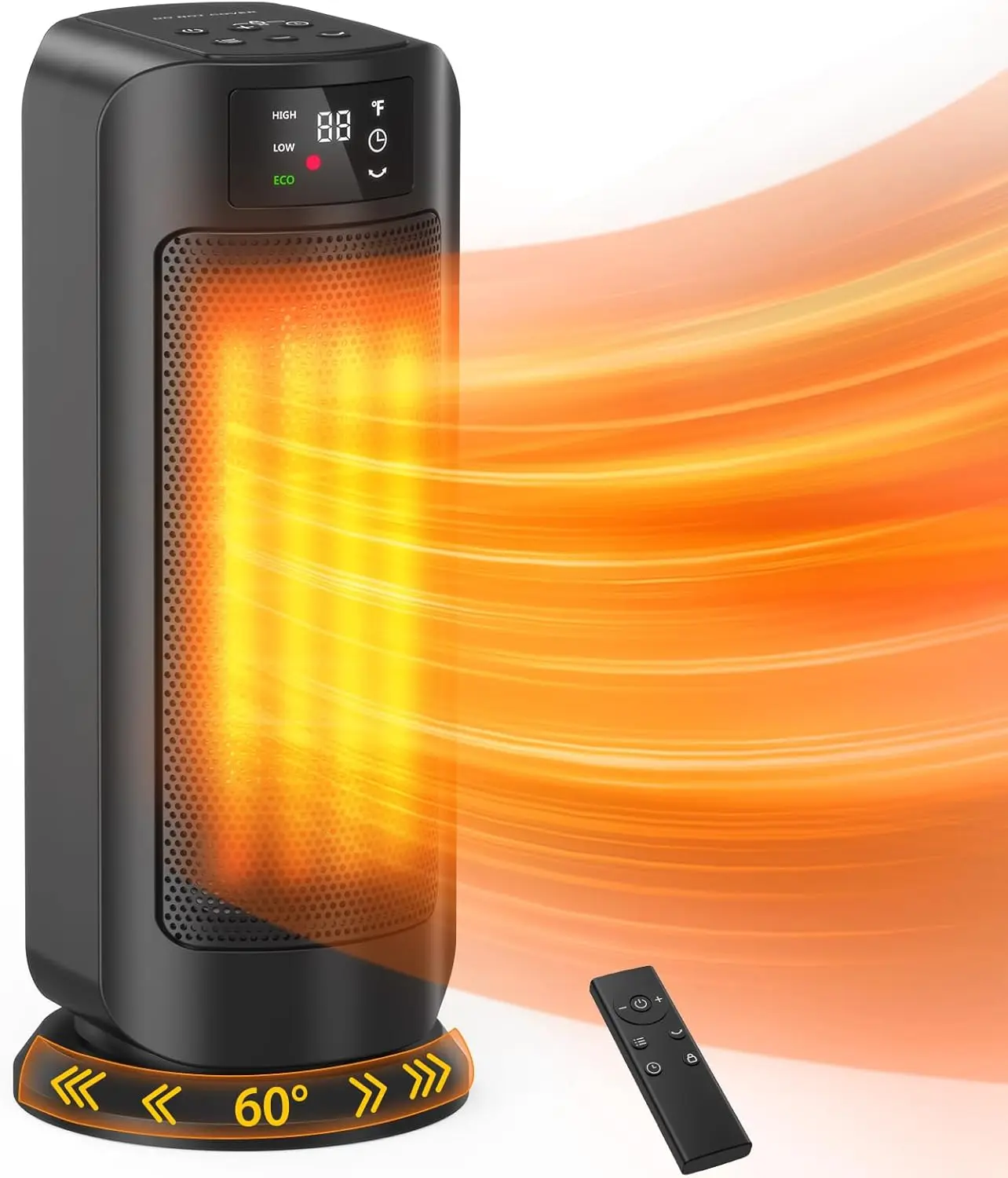 

1500W Portable Space Heater with LED Display, Timer, ECO Mode & Safety Features for Home Office Use