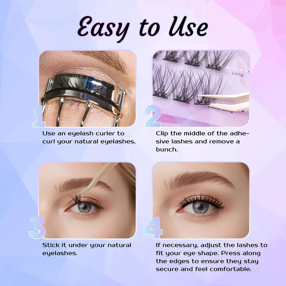 Sztuczne rzęsy Gollee bez kleju, samoprzylepne, naturalne, z efektem naturalnego zakrzywienia, przedłużanie rzęs wielokrotnego użytku, 10-16mm, do samodzielnego przedłużania rzęs, narzędzia do makijażu powiększające oczy.