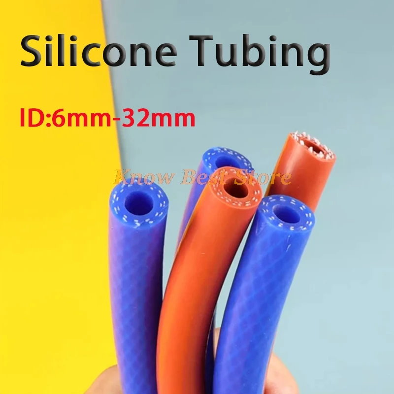 1 Meter ID 6/8/10/12/14/16/19/22/25/32mm Red/Blue Silicone Rubber Vacuum Soft Tubing Thickening Braided Flexible Hose