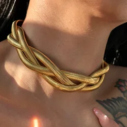 Exaggerated Big Heavy Metal Gypsy Choker Necklace for Women Punk Thick Chunky Clavicle Chains Grunge Neck Jewelry Steampunk Men