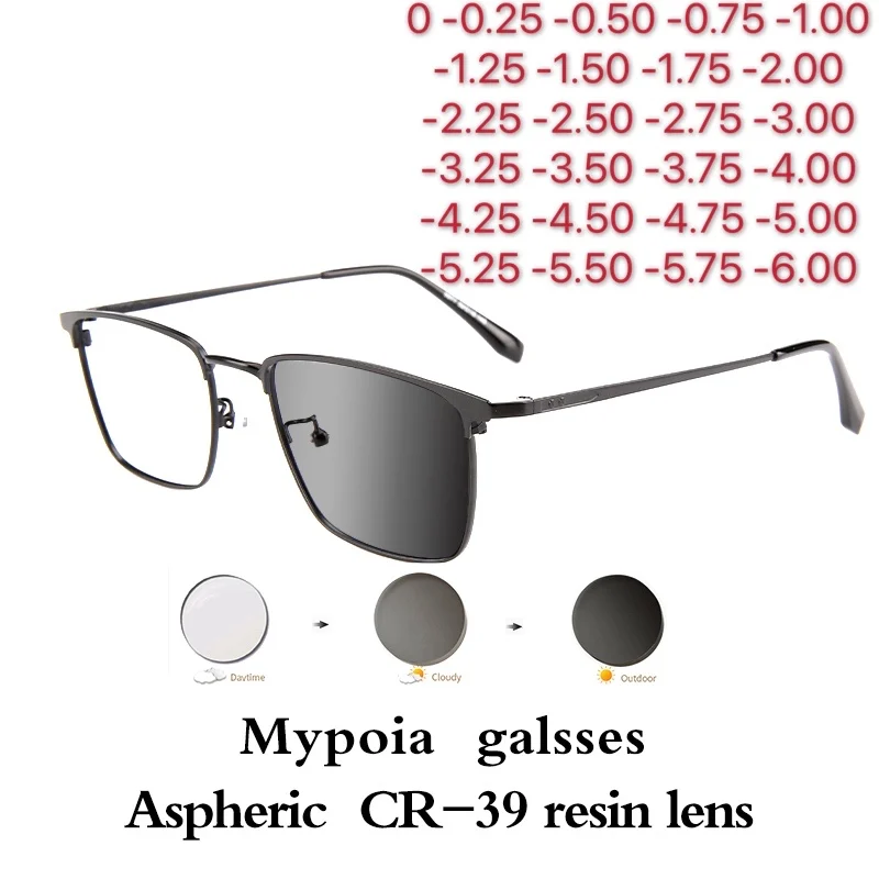 Photochromic Eye Glasses Men Women Myopia Eyeglasses Students Short Sight Eyewear 0 -0.5 -1 -1.25 -1.5 -1.75 To -6