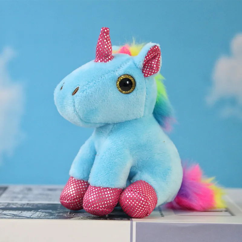 12cm Candy Colour Unicorn Plush Pendant Girls Backpack Bags Unicorn Stuffed Keychains Car Hanging Plush Keyrings