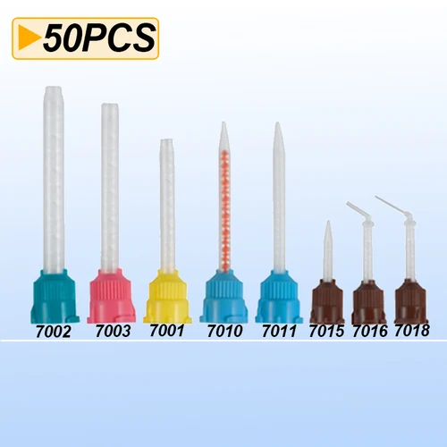 Puntas de mezcla de impresión Dental, goma de silicona amarilla, cabezal de mezcla, boquilla de tubo, materiales de odontología, cuerpo ligero