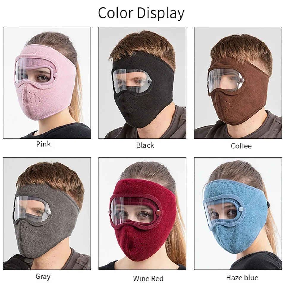 KoKossi Winter Fleece Warm Extended Mask Fleece Riding Windproof High Definition Goggles Hanging Ear Anti Fog And Dust Mask