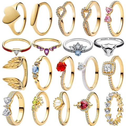 Ring Authentic 925 Sterling Silver Heart-shaped,Floral,Butterfly Ring For Women Wedding Party Fine Jewelry