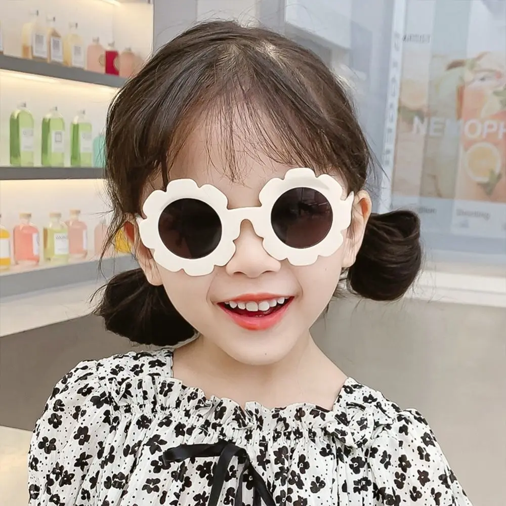 Colorful Kids Sunflower Sunglasses Cute Round Frame Shades Sun Protection Eyewear for Disco Festival Party