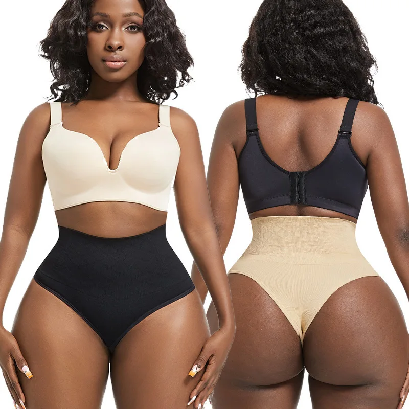 Plus-size cintura apertada hip lift tanga sem costura e confortável cintura esculpindo cintura alta shapewear