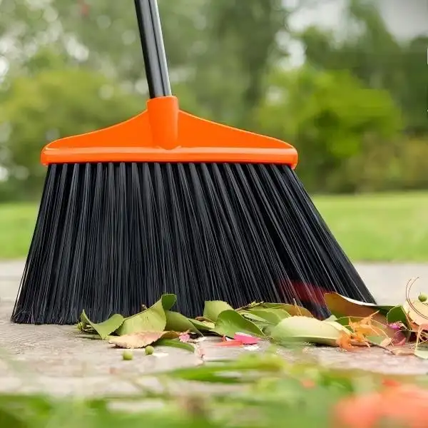 

Outdoor/Indoor Broom Heavy Duty, Commercial Broom with 53" Extendable Long Handle, Orange