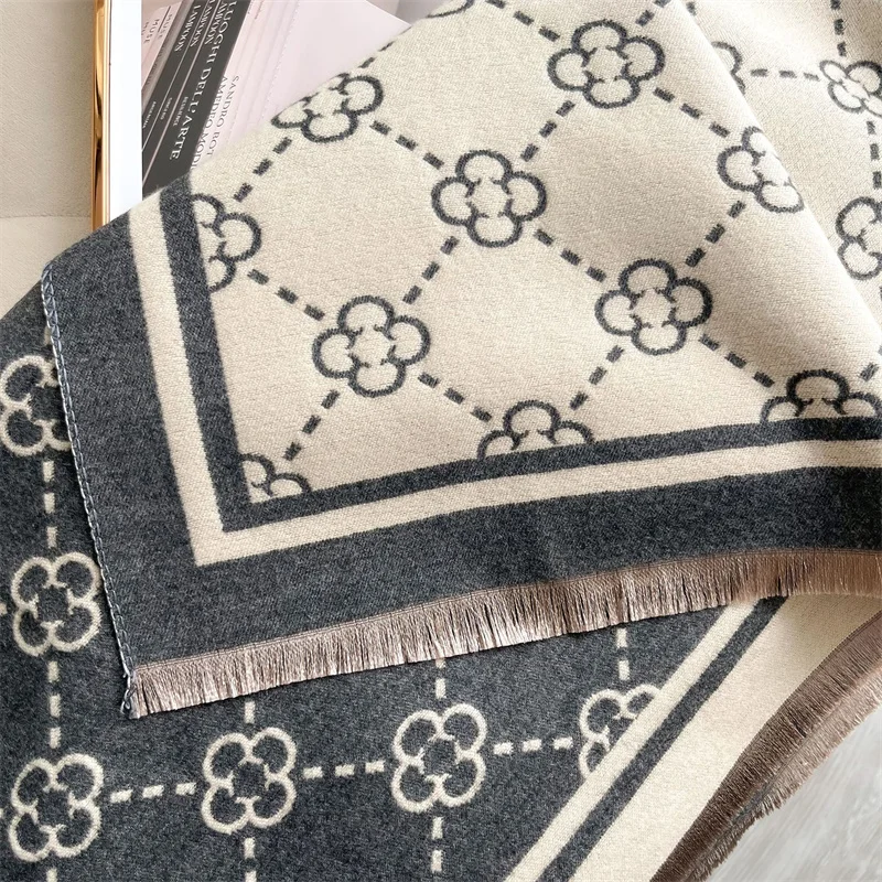 Luxus Kaschmir Plaid Schal Winter Frauen Pashmina Schals Warme Decke Wraps Weiblich Foulard Bandana Marke Dicke Schals Hijab – Detail 3