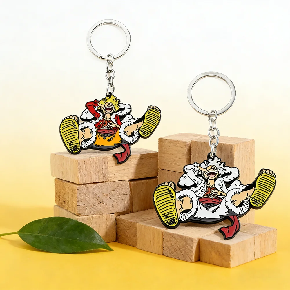 

Металлический брелок для ключей с изображением Луффи из аниме, креативный автомобильный кулон, модный аксессуар, украшение, подвеска, подарок