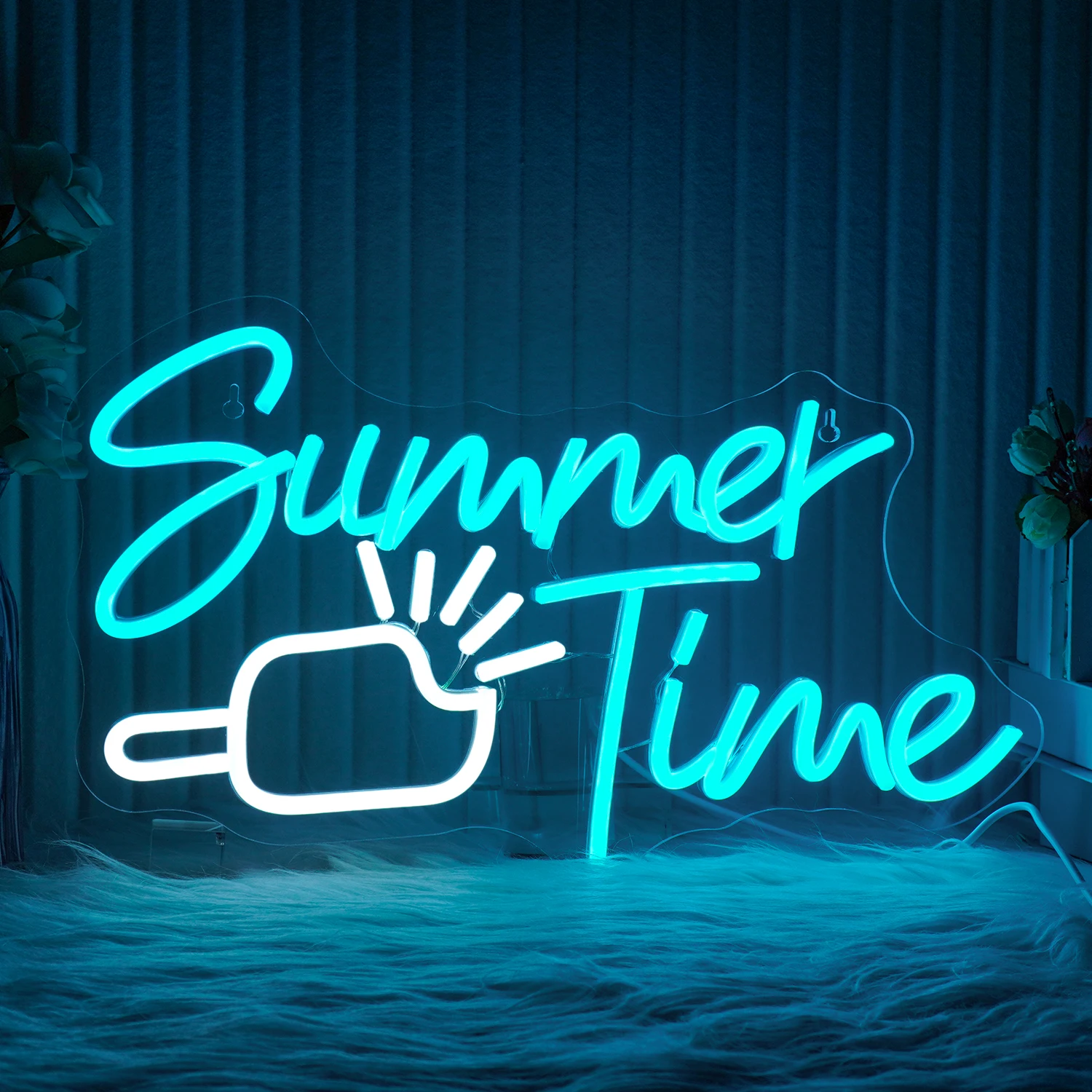 Summer Time Ice Cream Neon Signs Led lights Bedroom Decor Dimmable For Ice Cream Shop Dessert Shop Wall Art Decor Party Sign