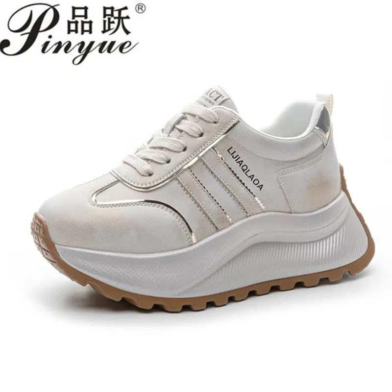 

Женская удобная повседневная обувь из натуральной кожи толщиной 7 см, весна-лето-осень, модная спортивная вулканизированная обувь 34-40