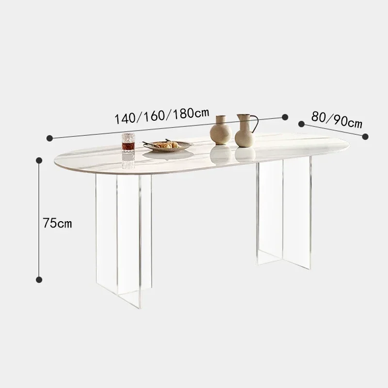 Modern Designer Rock Plate Dining Table Acrylic Oval Suspension Transparency Dining Table Fashion Furniture Tavolo Pranzo FYDT image 6