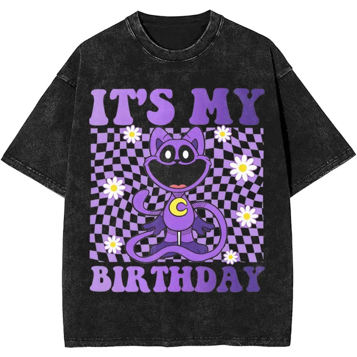 2024 Funny Its My Birthday Washed Shirt Merch Oversize T-Shirts Smiling Critters Catnap Men Women Tee Shirt