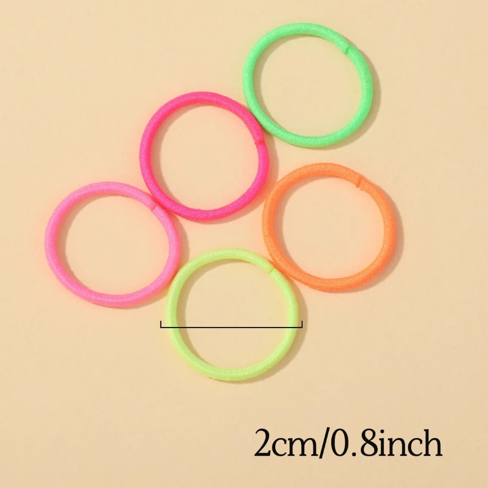 100 stks/partij 2 cm Haarbanden Gom Kleurrijke Nylon Rubberen Band Touw Pop Haaraccessoires voor Baby Meisjes Zwarte Elastische Haarbanden gift