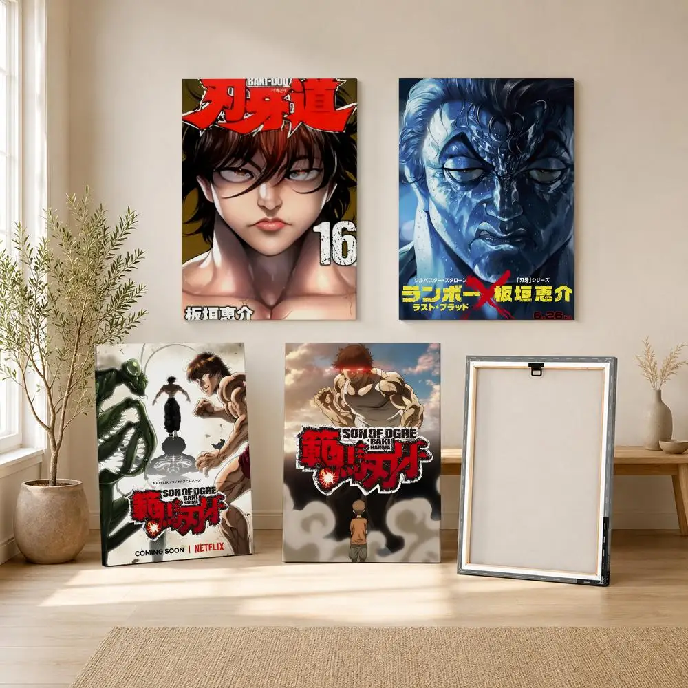Anime B-Baki the Grappler Painting Calligraphy Framed Canvas Wall Art Print | Modern Poster | Home Hallway Decor