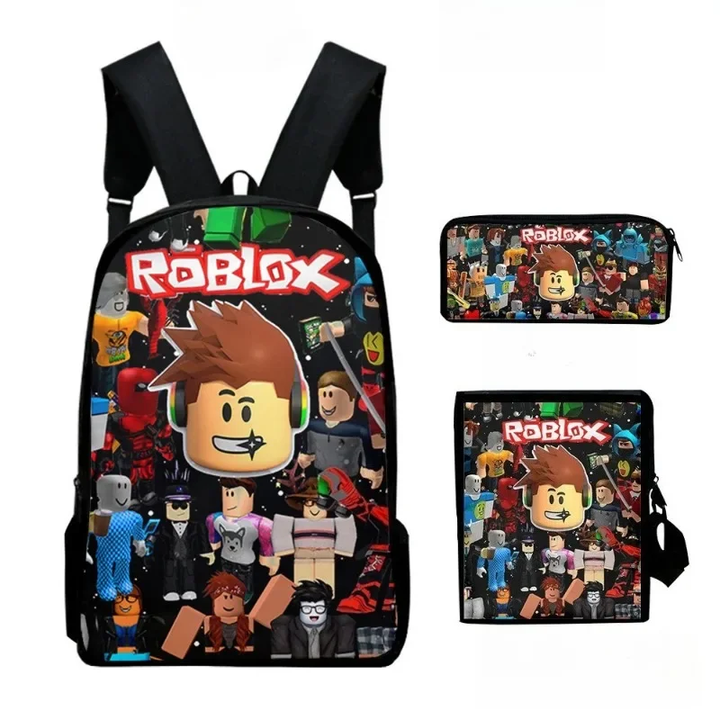 

Cartoon Roblox Shoulder Bag Pencil Case Three Piece Set Backpack Student Backpacks Gifts