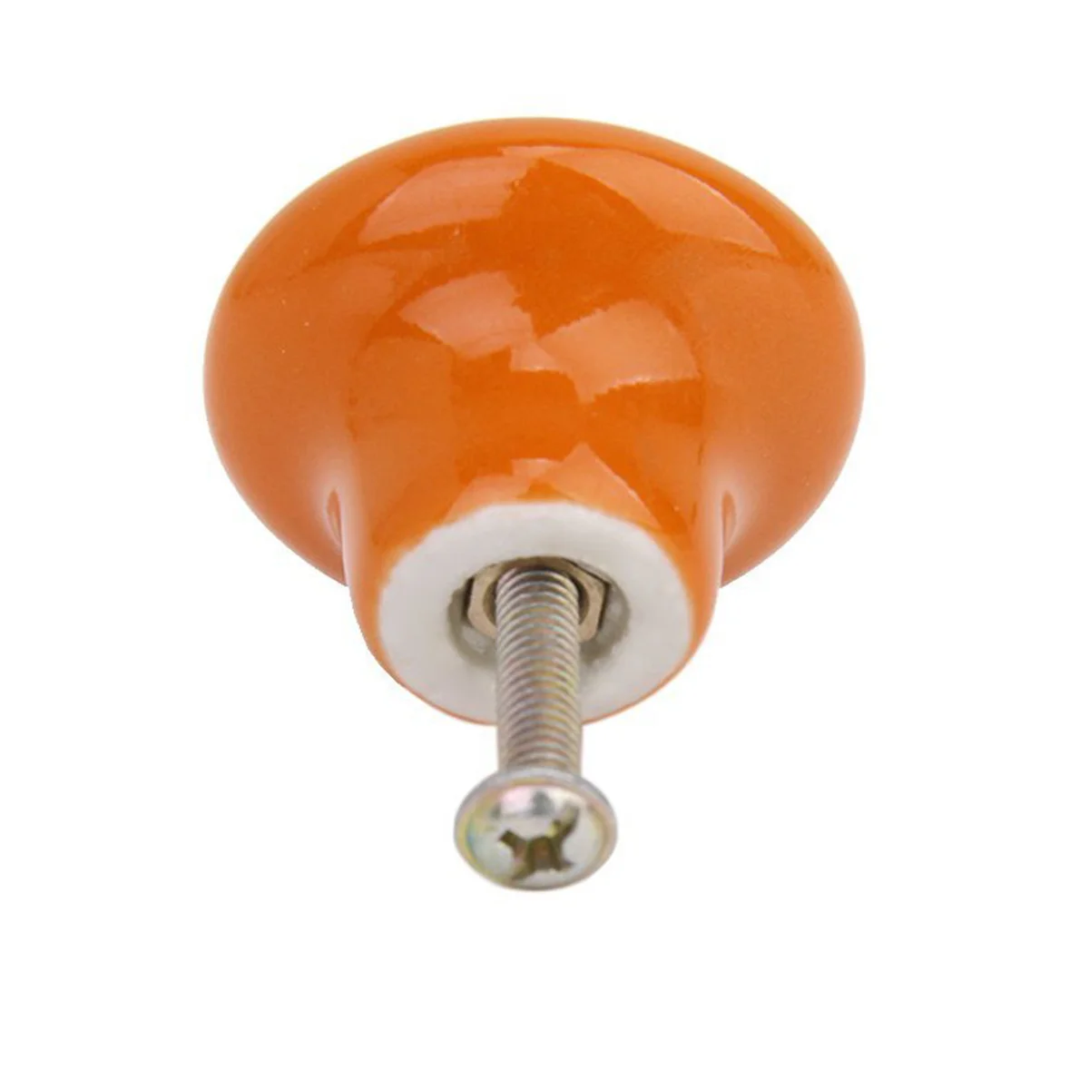 5個入り セラミック製 キャビネットノブ プルハンドル 丸型 ドアノブ 引き出し/ビン/ワードローブ用 オレンジ 簡単設置 金属ネジ付き サイズS
