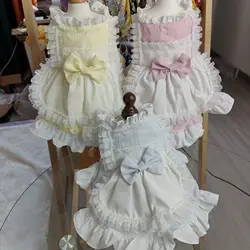 Pet Cute Lace Dress Dog Maid Dress Cat Dress Pet Clothes Dog Clothes Transform Dress Bowtie Princess Bears Teddy Clothes