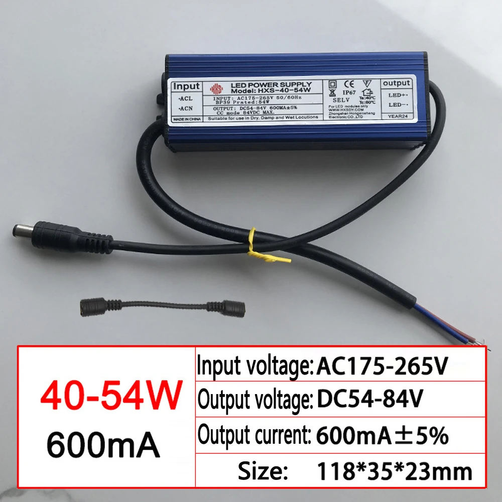 LED Driver IP65 10W 20W 30W 50W  Adapter Transformer AC85V-265V to DC22-38V IP65 Power Supply 300mA 600mA
