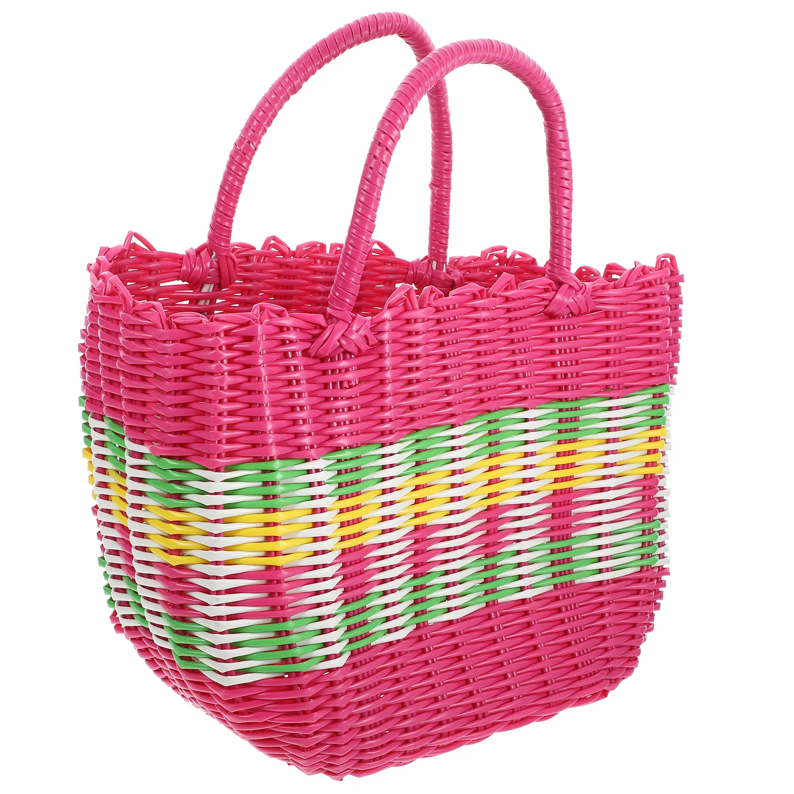 

Plastic Woven Basket Storage Shopping Vegetable Grocery Baskets Medium Random Color Lightweight Practical Home Storage