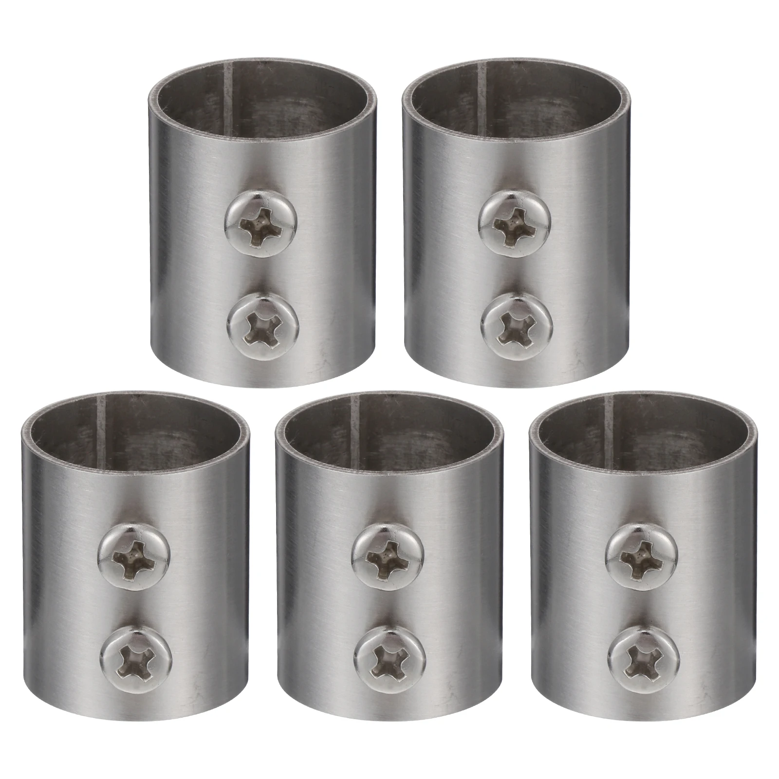 

5pcs Connector Extension Head Stainless Steel Curtain Rail Wardrobe Bracket Clothing Rod Support Closet Bathroom Round