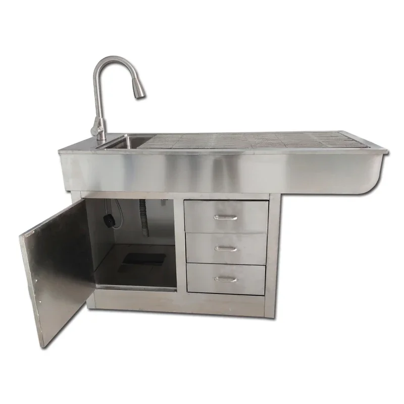 Pet store stainless steel disposal table, beauty and teeth cleaning workbench, dog and cat hairdressing bath table