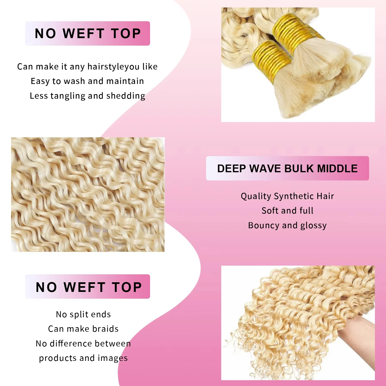 613 شعر بشري أشقر لضفائر بوهو 100 جرام شعر بشري مموج عميق لتضفير 100% وصلات شعر بشري غير معالجة