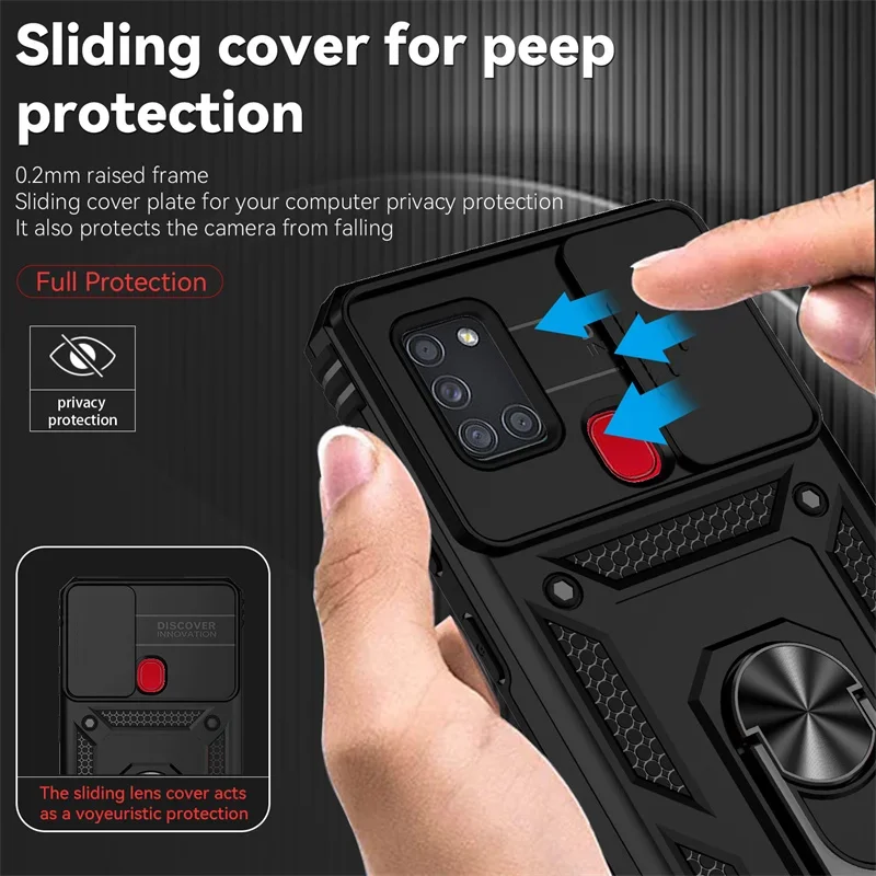 For Samsung A21S Case Shockproof Armor Magnetic Phone Case For Samsung Galaxy A21S A 21S A217F A21 S Slide Camera Protect Cover