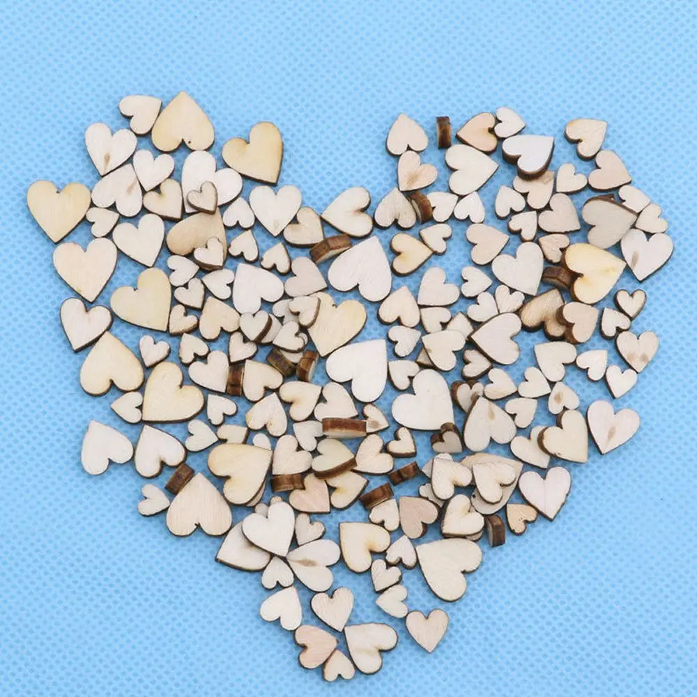 100PCS Cute Decoration DIY Table Scatter Wooden Love Heart Crafts Accessories Wedding Decor