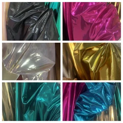 Liquid patent leather shiny gloss metal texture soft hot gold silver fabric knitted mirror mirror slip dress Latin fabric