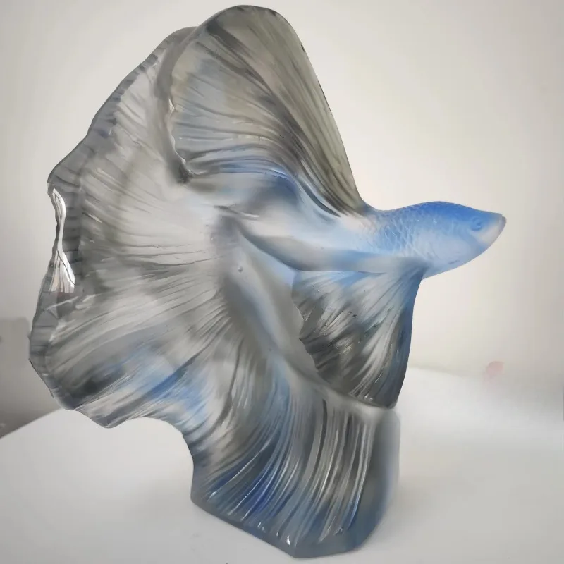 

Customized handmade fighting, crystal fish sculpture, high-end art decoration in the box.