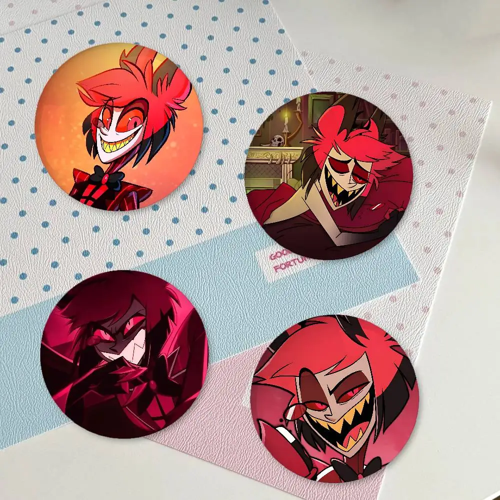 A-Alastor Funny Badges Fashion New Hip Hop Versatile Round Metal Badge Cartoon Pin Gift Wholesale